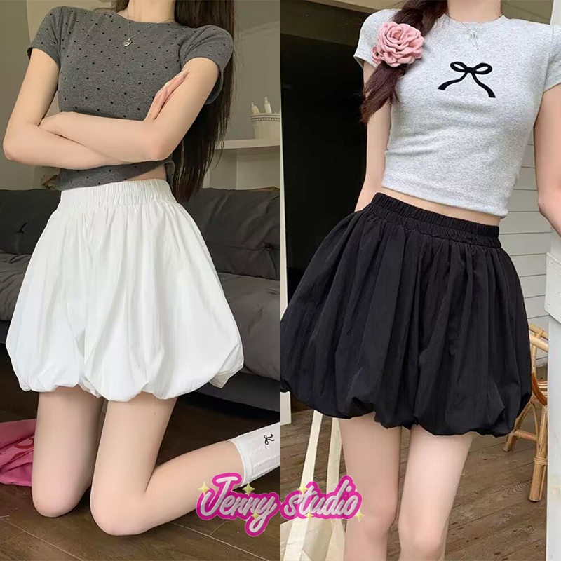 Jenny พร้อมส่ง กระโปรงสั้นทรงบอลลูนผู้หญิง กางเกงขาสั้น Y2k Skirt pants เอวสูง มีซักใน มีกระเป๋า สุดฮิต สาวอ้วนใส่ได้