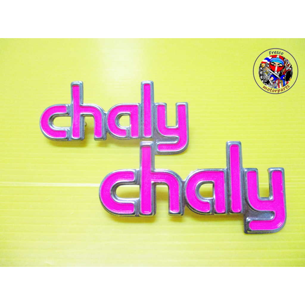 โลโก้ติดตัวถัง ชาลี สีชมพู- HONDA CHALY 50 70 CF50 CF70 FRAME EMBLEM / Pink , A pair
