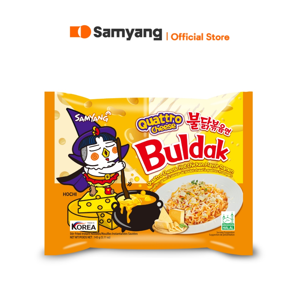 Samyang Buldak Quattro Cheese Hot Chicken Ramen ซัมยัง บูลดัก ควอทโทรชีส ฮอตชิคเก้น ราเมง (145g.)