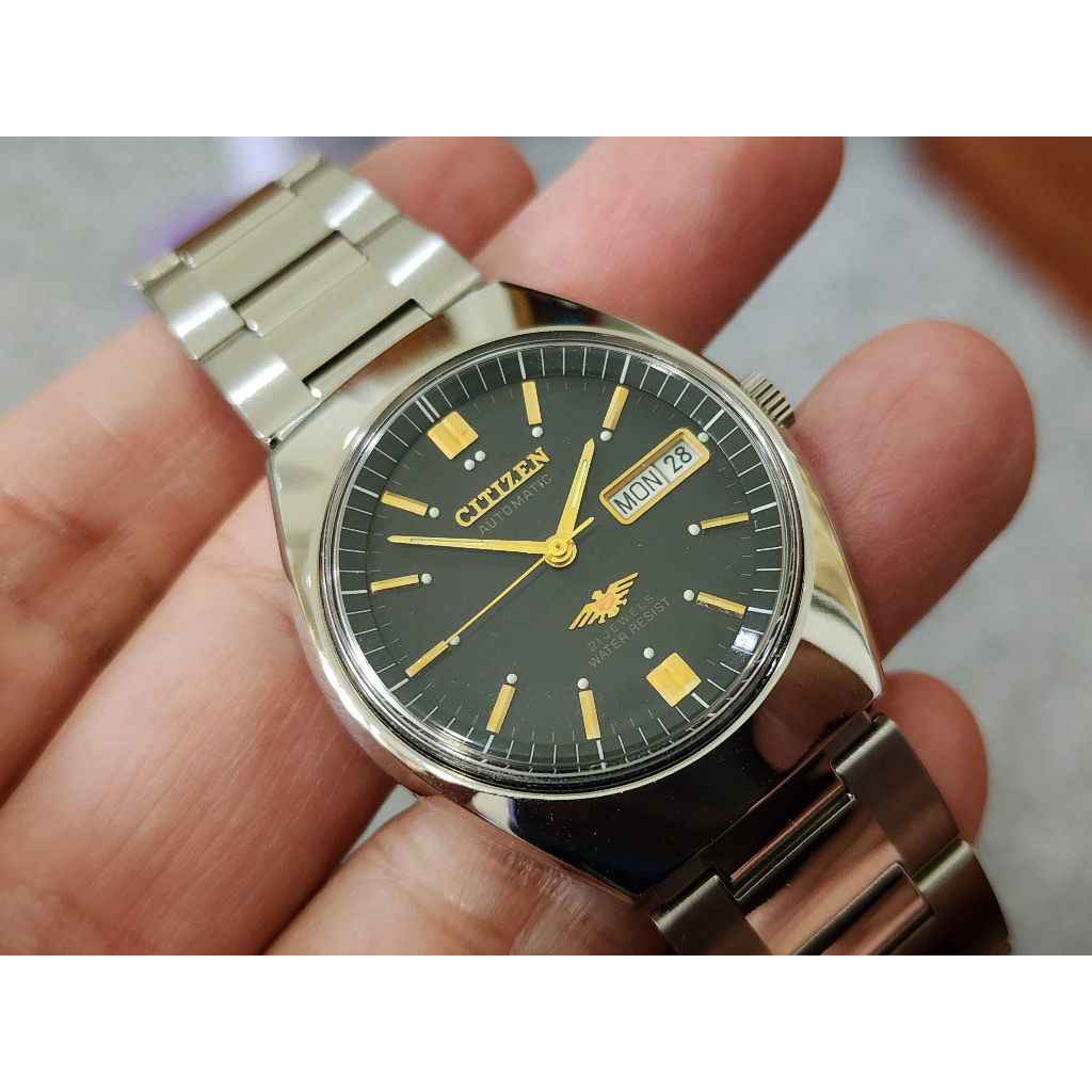 นาฬิกา Citizen automatic สภาพใหม่ จากปี 1970 สภาพสวยมากๆ หน้าปัดสีดำ 70-0118