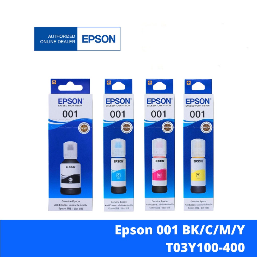 มีส่งด่วน Epson Ink 001 Original BK C M Y (C13T03Y100) FOR EPSON L4150 L4160 L4260 L6160 L6170 L6190 ของแท้พร้อมกล่อง