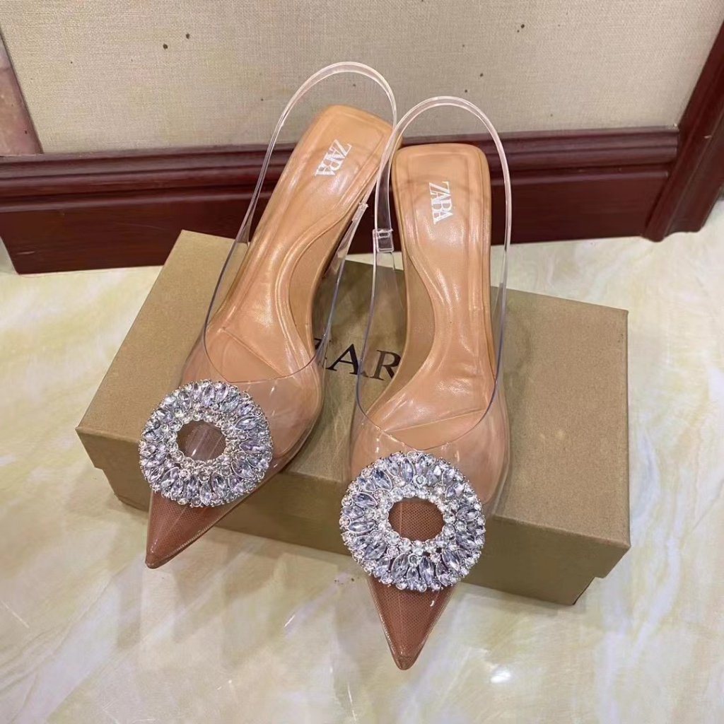 รองเท้าส้นสูง Zara ส้นสูง 2.6 นิ้ว สีน้ำตาลเบจ สวยหรูพร้อมใส่ออกงาน งานตรงปกล้านเปอร์เซ็น พร้อมจัดส่ง 35-42 *ZR-20*
