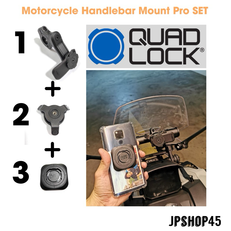 New!! Quad Lock Handlebar Mount Pro +MAG Universal Adapter + Vibration Dampener