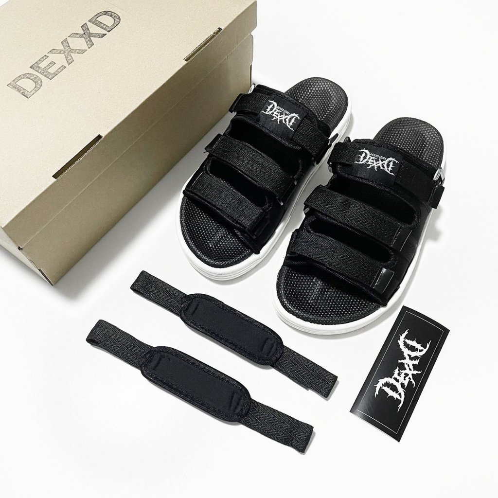 รองเท้าแตะรัดส้น DEXXD สีดำล้วนใส่ได้ทั้งหญิงและชาย