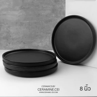 Craft Plate จานอาหารเซรามิครุ่นขอบเตี้ย คราฟท์สไตล์มินิมอลเกาหลี ขนาด '6' '8' '10' นิ้ว