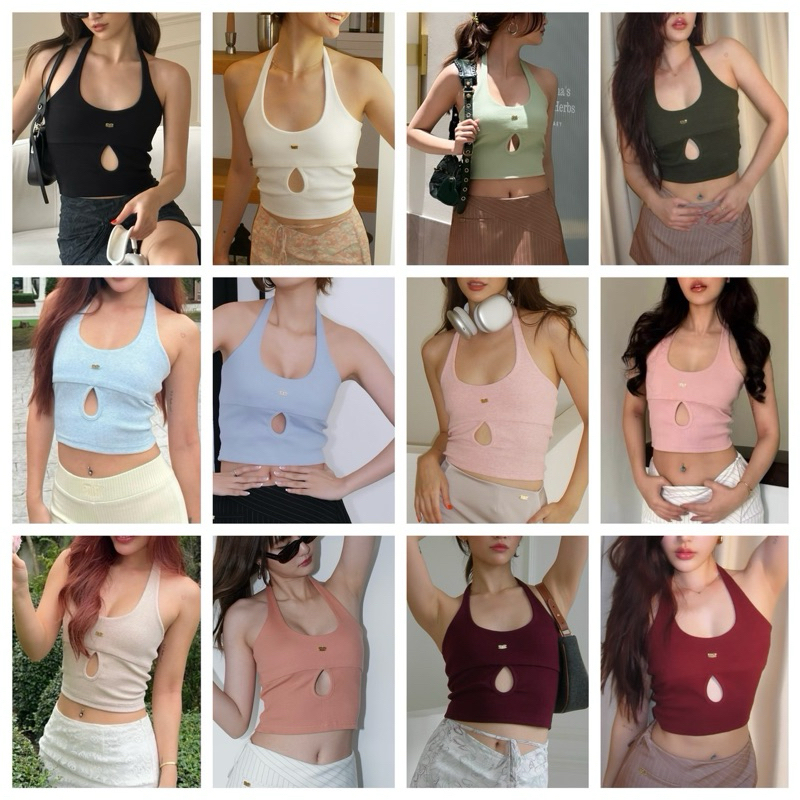 MESKMUSE Naomi halter top ( เสื้อคล้องคอ ผ้าร่องยืดกระชับสัดส่วนสุดๆ ไม่บางและไม่ย้วย ใส่ได้บ่อยคุณภาพไม่ดรอป )