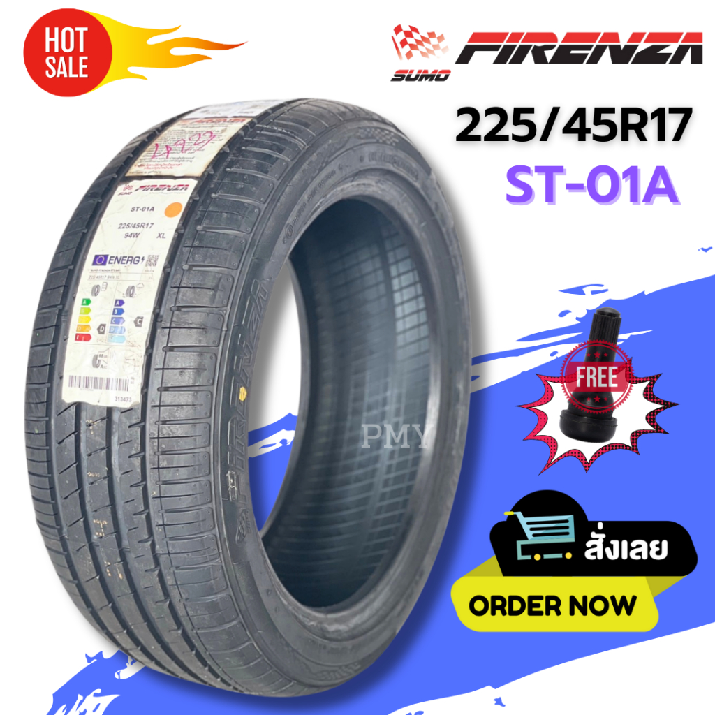 225/45R17 ยางรถยนต์ ยี่ห้อ Firenza รุ่น ST-01A (ล็อตผลิตปี23) 🔥(ราคาต่อ1เส้น)🔥เสียงเงียบ รีดน้ำดี