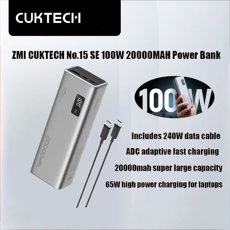 ZMI CUKTECH 20000mAh พาวเวอร์แบงค์ PB200P 150W 100W แบตเตอรี่สำรอง 3 พอร์ตหน้าจอแบบพกพาชาร์จเร็วพาวเ