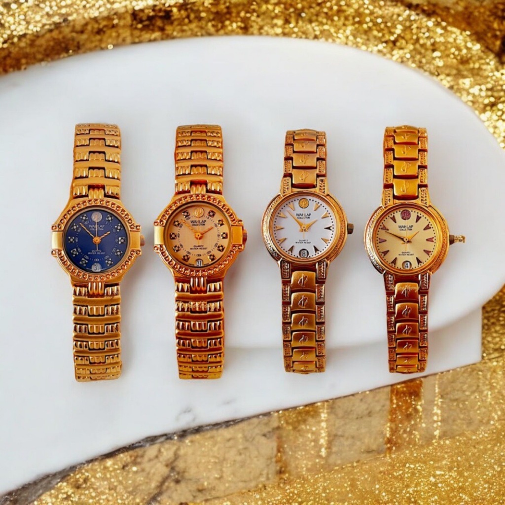 นาฬิกาข้อมือผู้หญิง WAHLAP GOLD PLATED Quartz รุ่น (18K GP) 9703L (23K GP) 9034 ขนาดตัวเรือน 23 มม. 