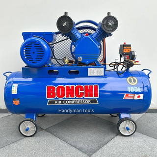 BONCHI ปั๊มลม ปั๊มลมโรตารี่ ถังลม ปั๊มลมสายพาน ขนาด 100 ลิตร มอเตอร์ 2 สูบ 3 แรงม้า