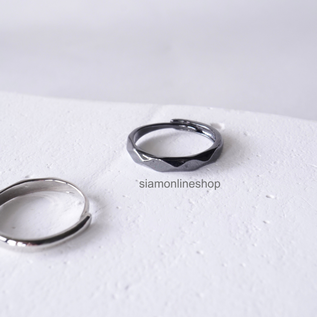 แหวนสเตนเลสหน้าเล็ก แบบเจียเหลี่ยม faceted stainless ring รูปที่ 8