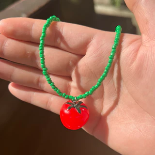 (พร้อมส่ง) สร้อยมะเขือเทศ จี้มะเขือเทศ 🍅 แฮนด์เมด