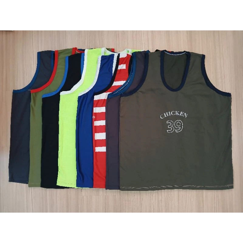 เสื้อกล้ามผู้ใหญ่ เสื้อแขนกุด เสื้อกีฬา บ่าเล็ก อกยืด 44 ถึง 48 นิ้ว