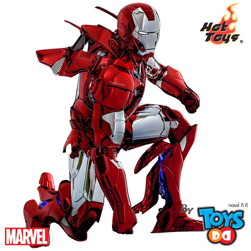 Hot Toys MMS744D64 Iron Man 1/6th Scale Iron Man Mark III (Red & Chrome Version) Collectible Figure 