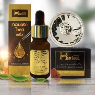 ครีมขมิ้น Herbal ครีมขมิ้นเฮอร์เบิล 5 g. และ เซรั่มขมิ้นทองคำ 10 ml.