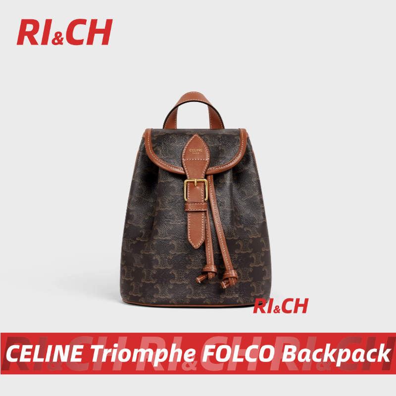 CELINE Triomphe FOLCO Backpack กระเป๋าเป้สะพายหลัง  #Rich ราคาถูกที่สุดใน Shopee แท้💯