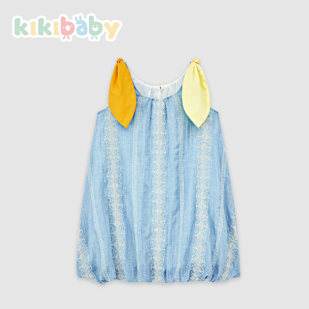 [90-130]พร้อมส่ง เดรสสีฟ้า สไตล์มินิมอล เที่ยวทะเล ชุดเด็กผู้หญิง1-7ปี KP0297