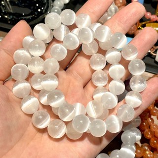 กำไลข้อมือ หินนำโชค เซเลไนท์ Selenite ทรงกลม เส้นยาว (เกรด A…