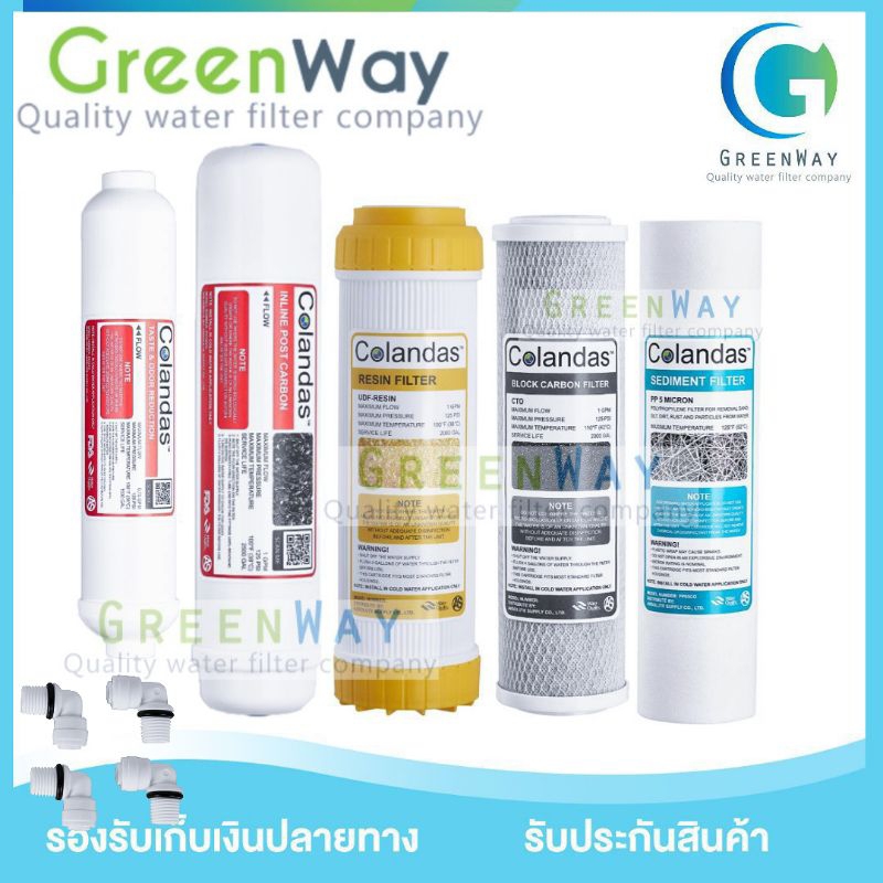 Colandas Ceramic ชุดไส้กรอง 5 ขั้นตอน  แถมฟรี  ข้องอ 4 ชิ้น Ceramic/Resin
