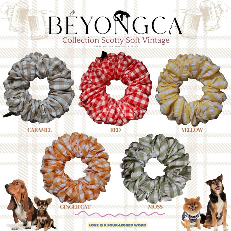 Beyongca Scrunchies รุ่น Scotty Vintage ลิขสิทธิ์แท้ ยางมัดผมโดนัท ลายสก็อต Hair Tie ยางรัดผม