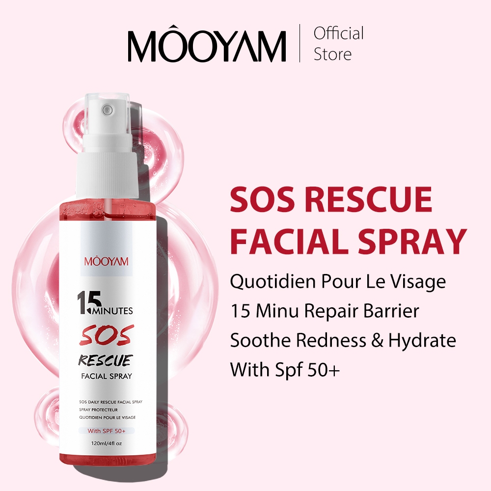 MOOYAM หน้ากู้ภัยสเปรย์ ลดรอยแดง ป้องกันการถูกแดดเผา 15 นาที SOS First Aid Facial Spray 120ml