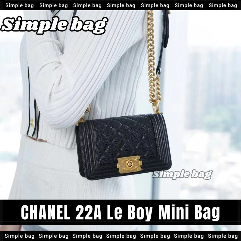 💯ชาแนล🔥Chanel 22A Le Boy Mini Bag กระเป๋าสะพายเดี่ยว #Simple bag