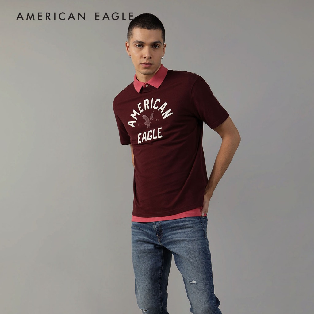 American Eagle Logo Graphic T-Shirt เสื้อยืด ผู้ชาย กราฟฟิค (NMTS 017-3475-600)