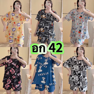 พร้อมส่ง🌟ชุดนอนการ์ตูนชุดแขนสั้นกางเกงขาสั้นผ้าฝ้ายระบายอากาศสบาย
