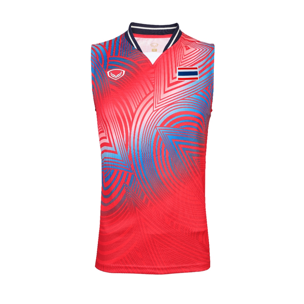 GRAND SPORT เสื้อแข่งขันแบดมินตันชายคอวีแขนกุด โอลิมปิก 2024 รหัส : 072087