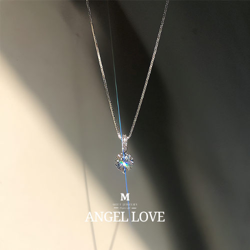 MEET สร้อยคอเงิน Angel Love สร้อยคอเงินแท้925 จี้เพชร สไตล์เกาหลี สร้อยคอแฟชั่น สร้อยเพชร