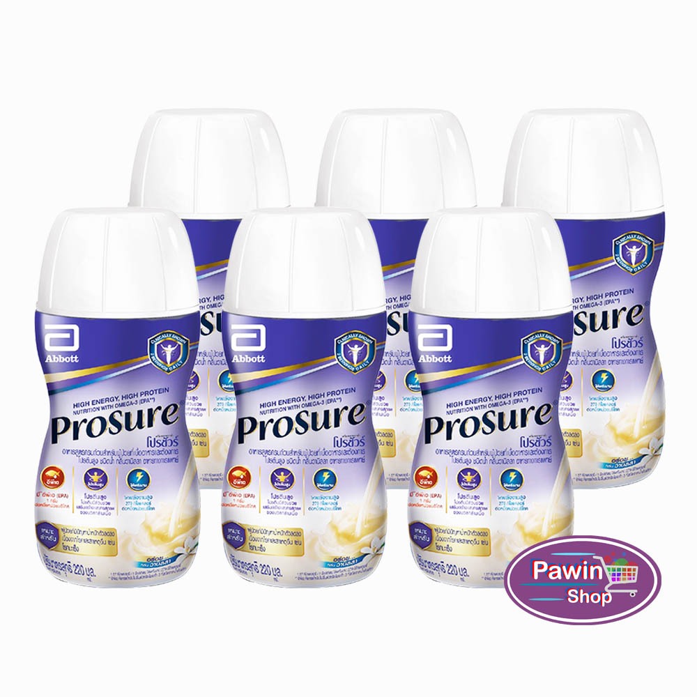 Prosure Liquid Vanilla 220ml (6 ขวด) โปรชัวร์ ชนิดน้ำ วานิลลา สำหรับผู้ป่วยมะเร็ง