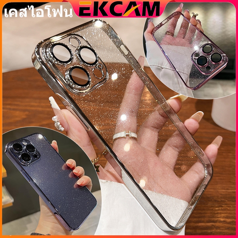 Ekcam เคสไอโฟน11 ไอโฟน11 เคส11 for โชว์โลโก้ iPhone 15 14 13 12 11 Pro ProMax Plus Phone Case เคลส กันกระแทก เคสสีพื้น