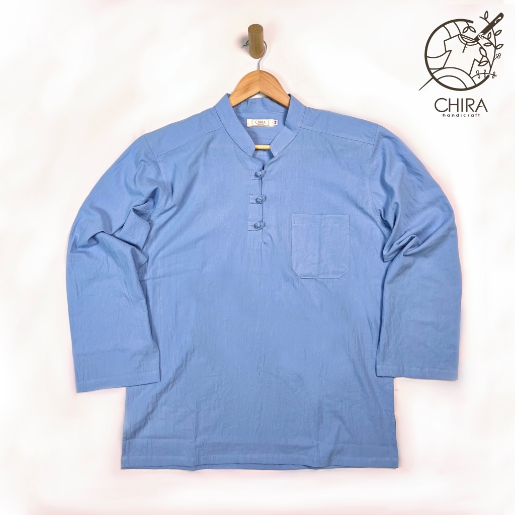 เสื้อคอจีนกระดุมปั้นแขนยาว (งานตัดเย็บมือ)