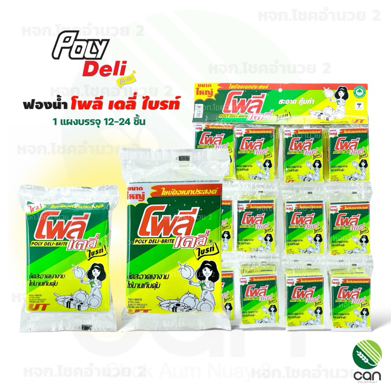 (ยกแผง) ฟองน้ำล้างจาน  โพลี เดลี่ไบรท์ Poly Deli Brite สก๊อตไบรท์ สก็อตไบรท์ ฟองน้ำ