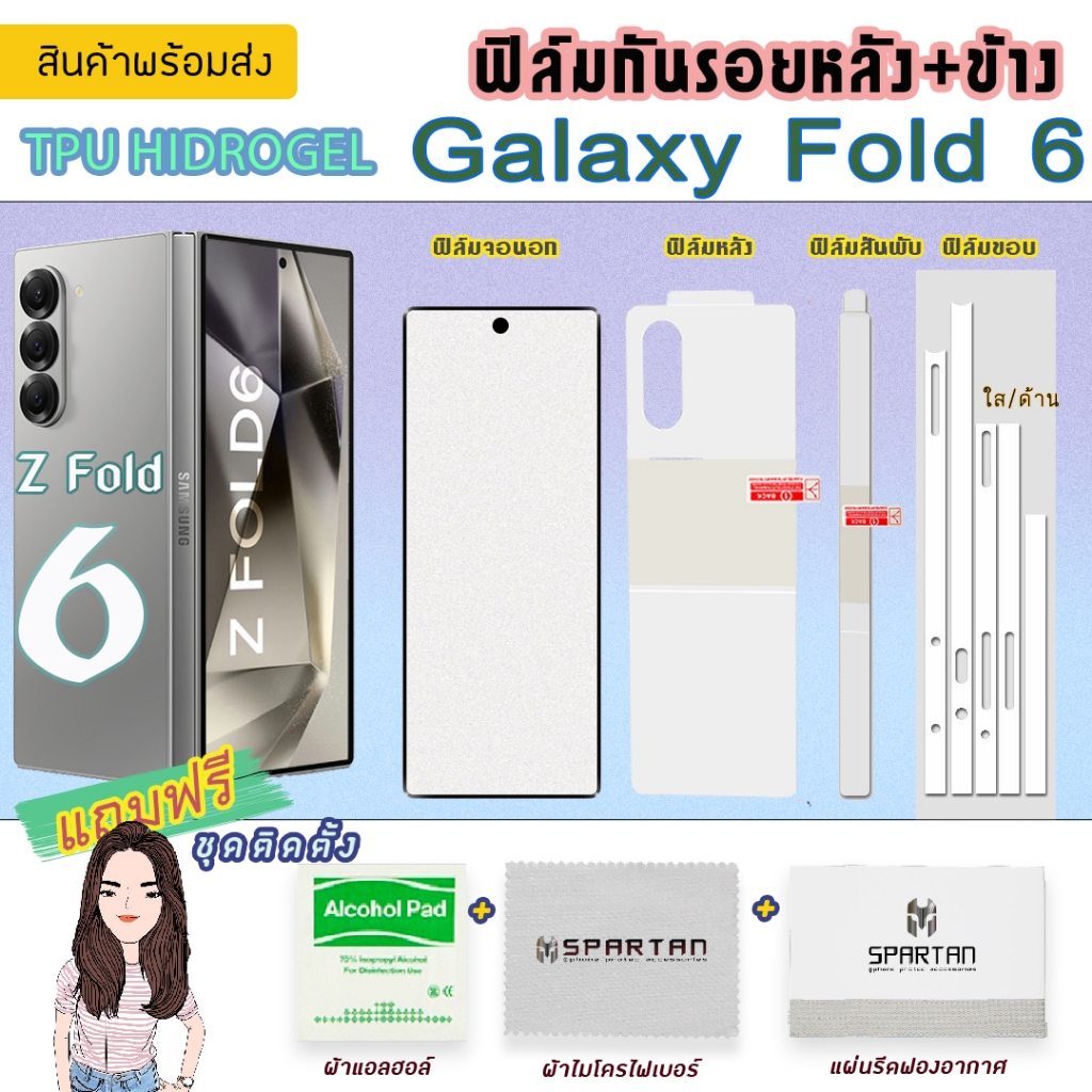 Z Fold 6 ฟิล์มกันรอยหลัง+ข้าง/ หน้าจอ Samsung Galaxy Z Fold6 5G / Z Fold6  ฟิล์มหลัง/ขอบข้าง/สันพับ