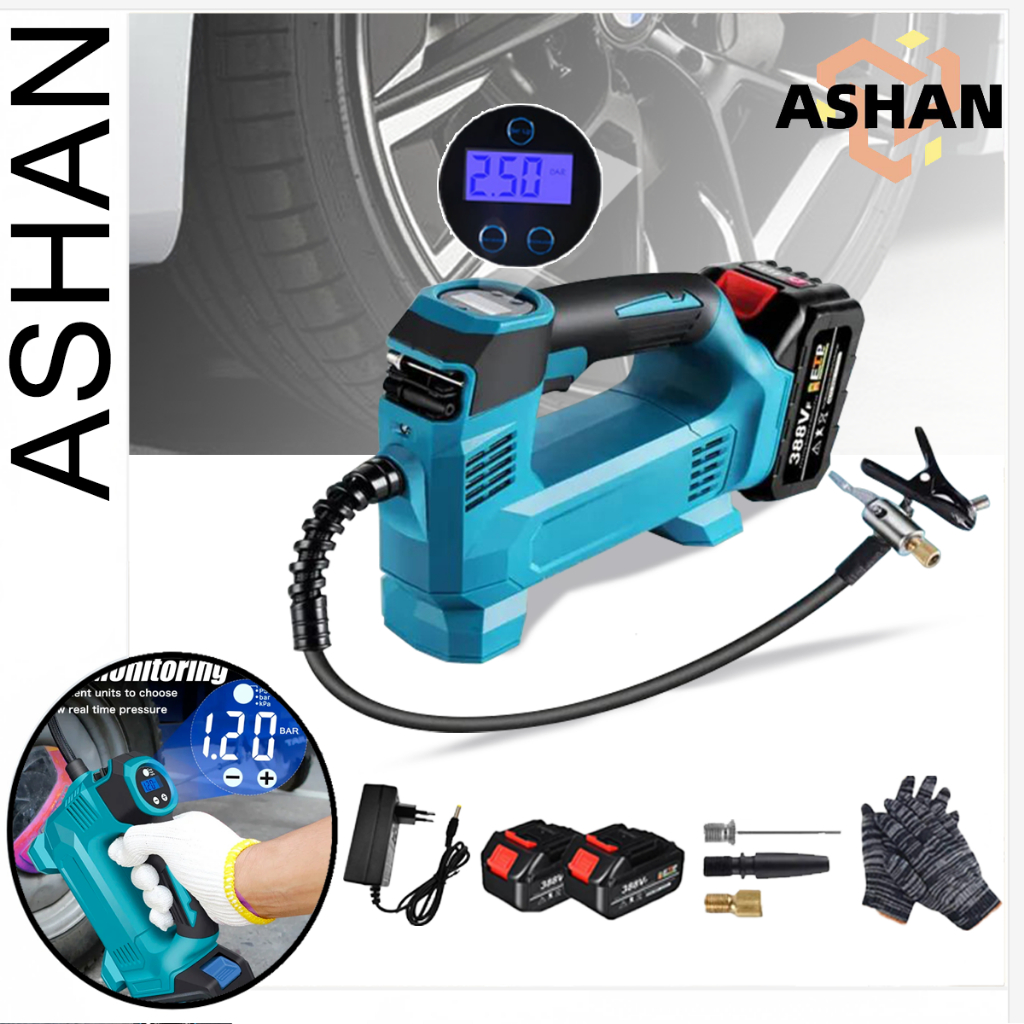ปั้มลมแบบพกพา 48V ใหม่ จอLED เครื่องปั๊มลมดิจิทัล คอมเพรสเซอร์ไร้สายปั๊มเติมลม เครื่องเติมลมอัจฉริยะสำหรับรถยนต์