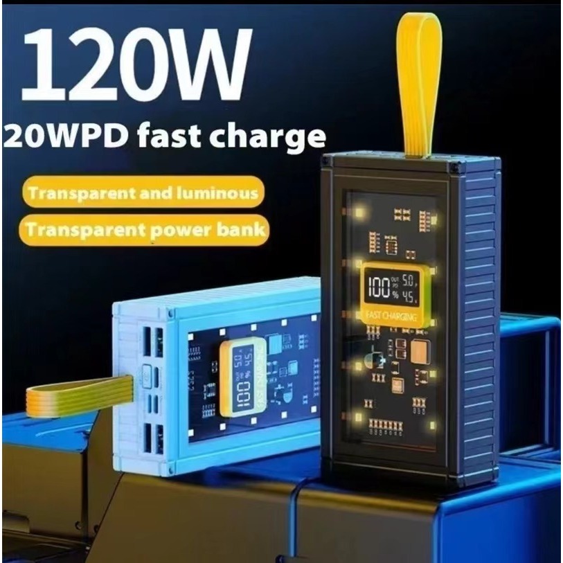 Powerbank 50000mAh COD【รองรับ120Wชาร์จเร็ว】พาวเวอร์แบงค์ความจุสูง ชาร์จเร็วสองทิศทาง จอ LED