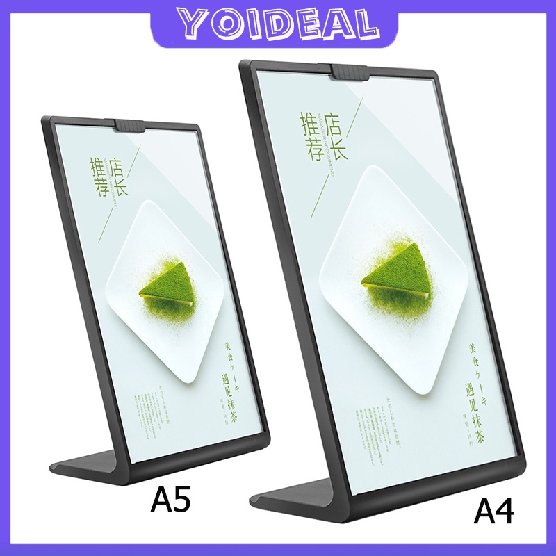 ป้ายตั้งโต๊ะ ป้ายเมนู ป้ายอะคริลิคตั้งโต๊ะ A4 A5 ป้ายราคา ทรง L minimal ของตกแต่งร้านกาแฟ ร้านขนม คุณภาพงานส่งออก