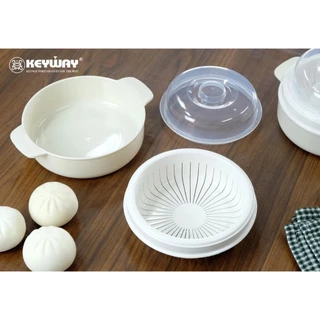 กล่องอุ่นอาหารในไมโครเวฟ กล่องนึ่ง ชามนึ่งอาหาร MK-2319 Keyway