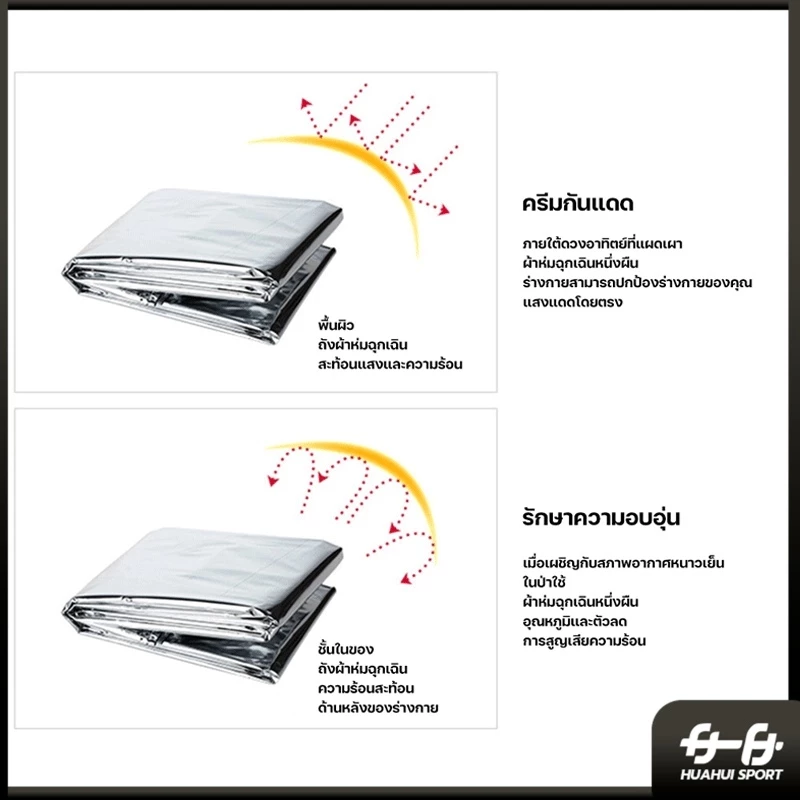 ผ้าห่มฉุกเฉิน HUAHUI SPORT แผ่นสะท้อนแสงกันน้ำ 130x210 ซม thumbnail 9