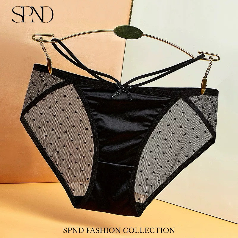 𝐒𝐏𝐍𝐃🖤【พร้อมส่ง】กางเกงในซาตินพรีเมี่ยม แต่งสายคาดเอวซีทรูเซ็กซี่ ผ้านิ่มใส่สบาย【ไม่ระบุชื่อสินค้า】