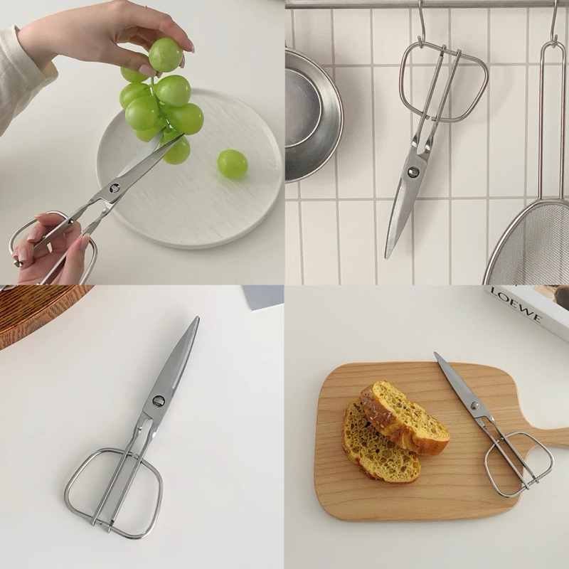 พร้อมส่ง🍑กรรไกร Kitchen Scissors กรรไกรห้องครัว กรรไกรสแตนเลส ล้างทำความสะอาดง่าย ถอดได้ ดีไซน์สวยงาม เรียบหรู 60023