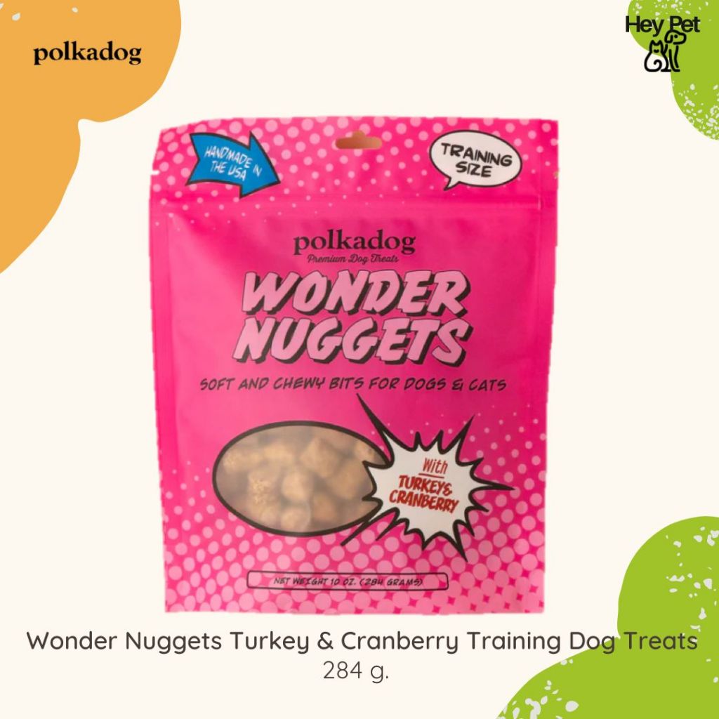 Heypet🐶🐱 ขนมสำหรับสุนัขและแมวเกรดพรีเมี่ยม Polkadog Wonder Nuggets Turkey & Cranberry