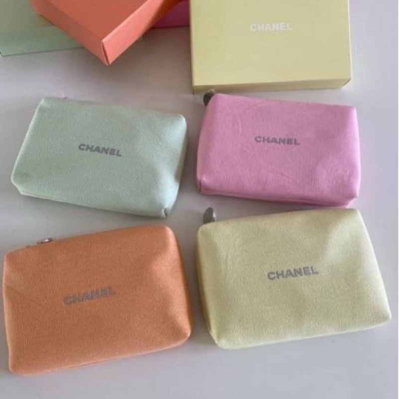 Chanel Beaute GWP Pouch Travel Bag Clutch💚💛🧡แท้💯 Handbag Yellow Pencil Bag Cosmetic Bag