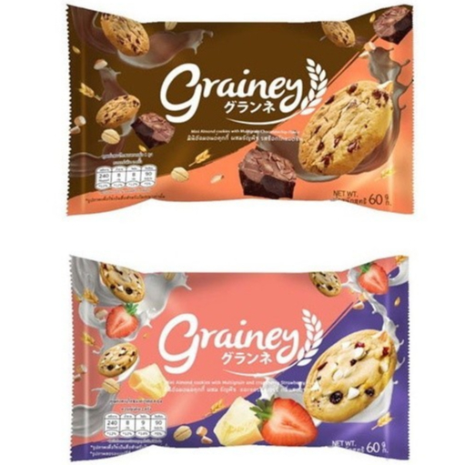 Grainey Mini Cookie เกรนเน่ย์ คุกกี้ 2 รส ให้เลือก 60 กรัม (แพ็ก 3 ชิ้น)