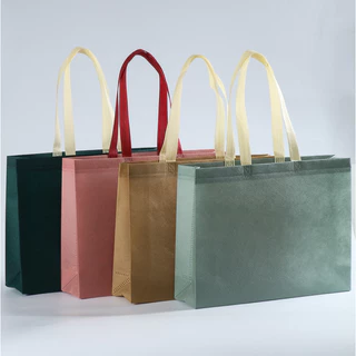 พร้อมส่ง ถุงช้อปปิ้งแบบพกพา สีทูโทน T205 ถุงผ้าไม่ทอพับได้ ถุงผ้าสปันบอนด์ ลดโลกร้อน หนา 70 แกรม