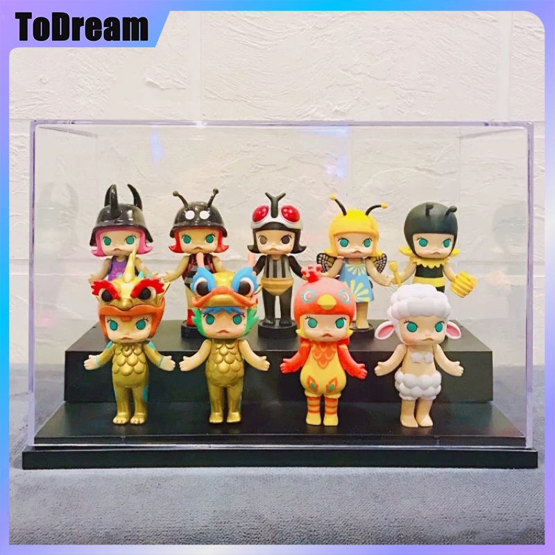 กล่องอะคริลิค กล่องใส่ art toy ชั้นวางโมเดล popmart กล่องฟิกเกอร์ ตู้โชว์โมเดล sonny angel กันฝุ่น พร้อมฐานวางบันได