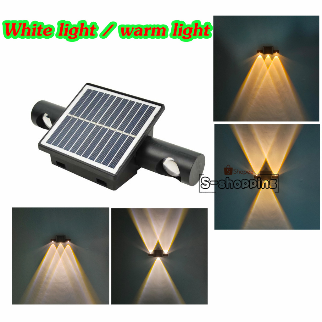 TJ-3LED 2ระบบไฟ โคมไฟตกแต่งบ้าง Solar light 3 LED สามารถปรับองศาได้ ติดผนัง ติดรั้วบ้าน เพิ่มความสวยงาม