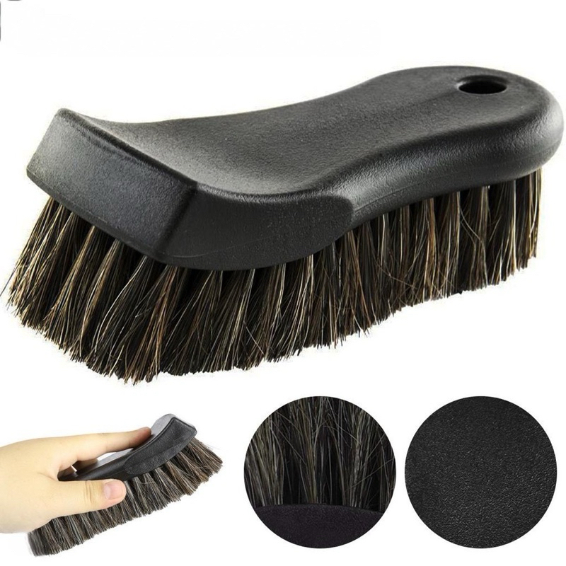 แปรงขนม้าแท้ เกรด Premium ทำความสะอาดเบาะหนัง ไวนิล พรม - Premium Black Horse Hair Brush