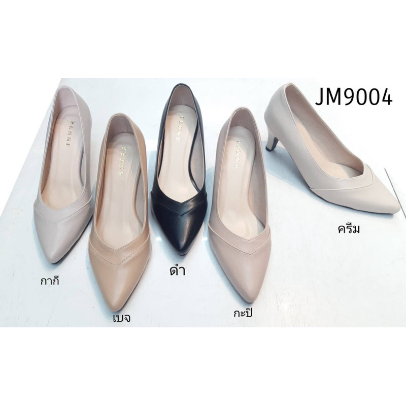 (งานกล่อง) PENNE JM9004 รองเท้าคัชชูหัวแหลม สูง 2.5 นิ้ว ดีเทลเรียบๆมินิมอล ทรงสวย หนังนิ่มสุดๆค่า